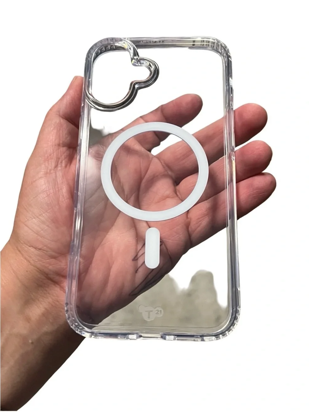 tech21 EvoClear Case for 2024 iPhone Plus - Clear with White Accents